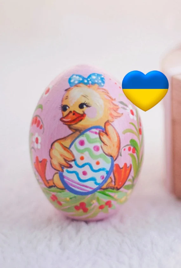 Duckling Girl Easter Egg and Stand, Ukrainian Pysanka