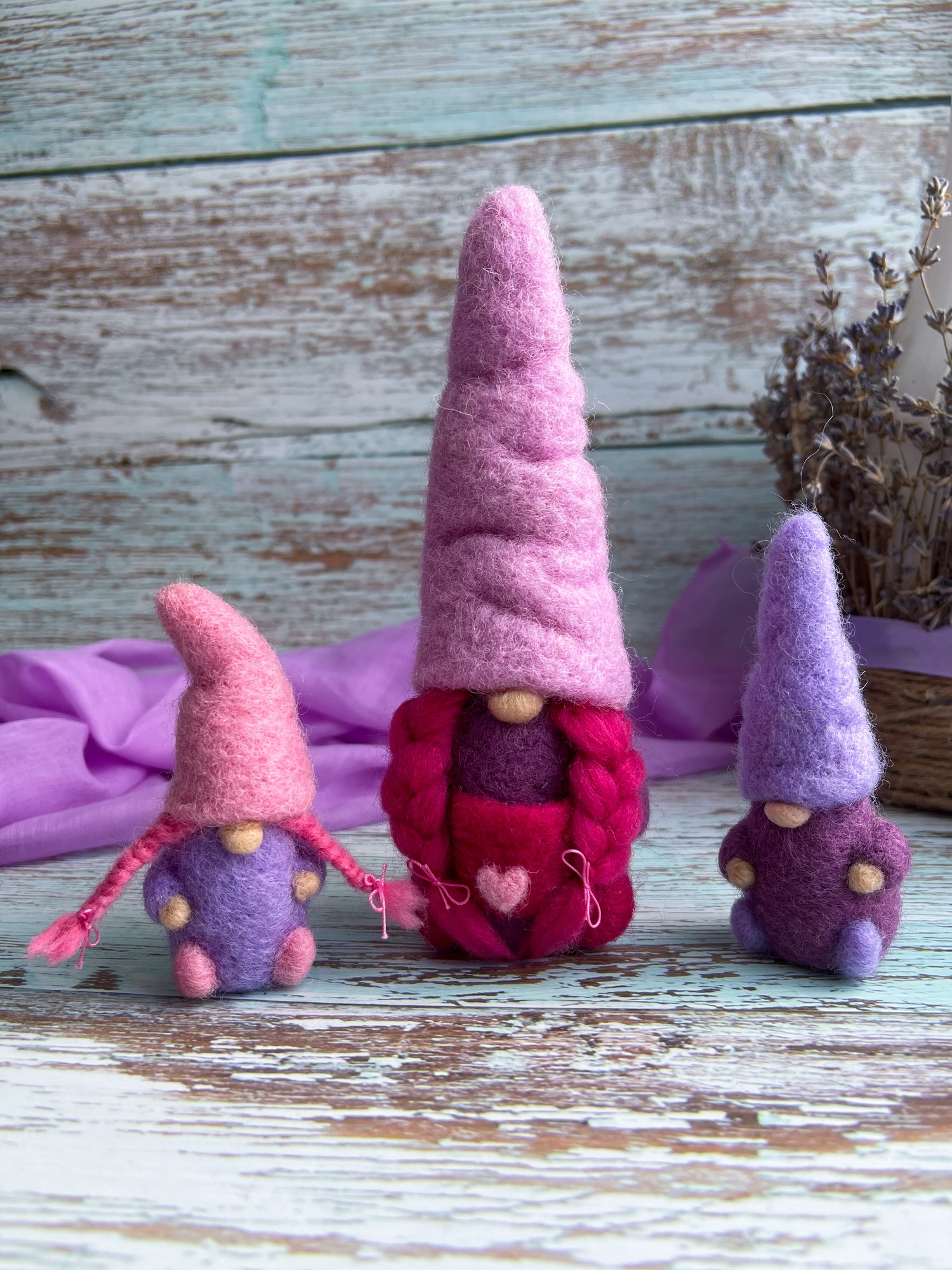 Family of lavender gnomes