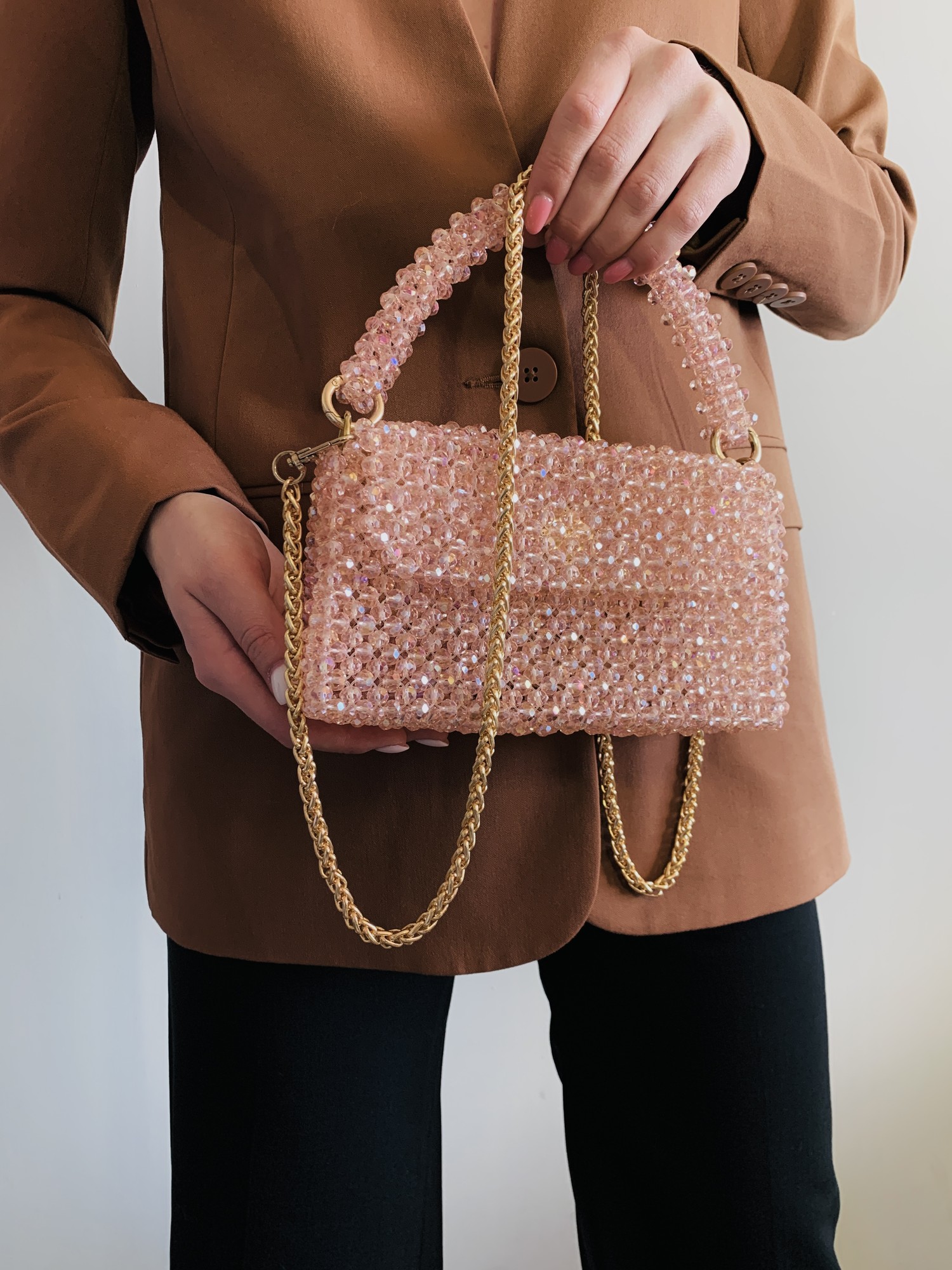 A super bright light pink evening bag