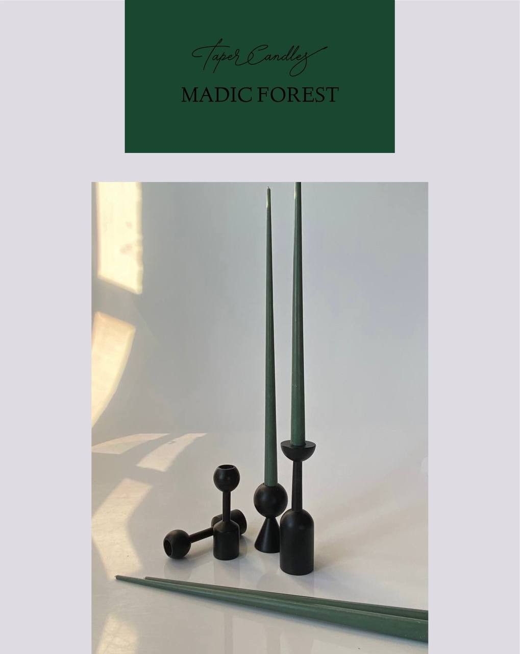 Set of 4 tall candles "Magic forest"