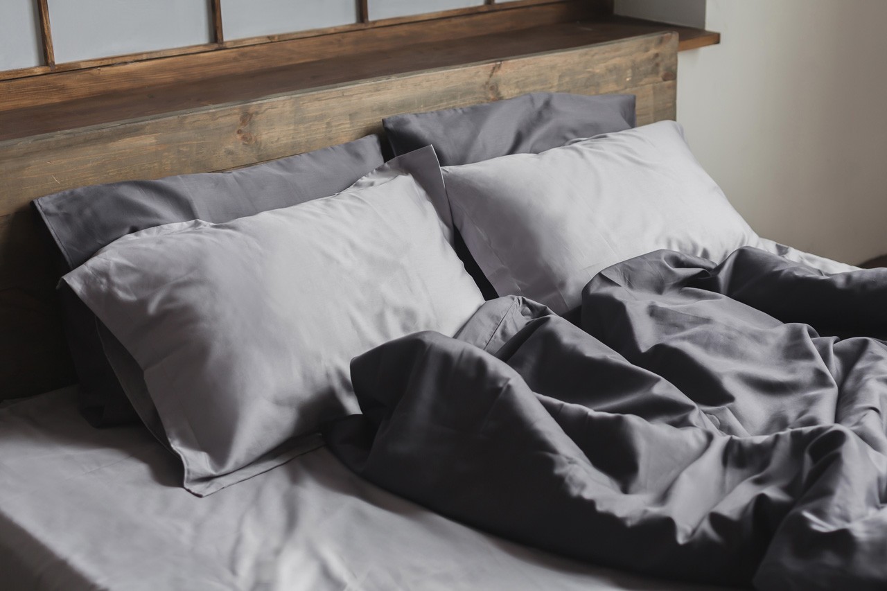 Satin bedding set gray and grey single bed 30011 from OWL with donate