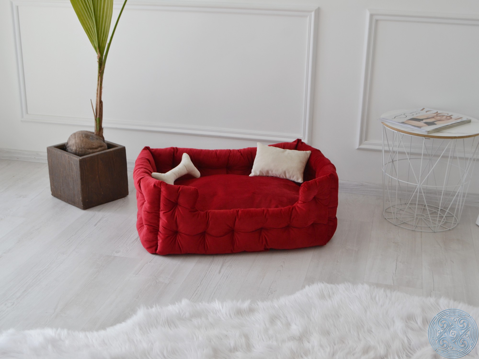 Red bed for dog, dog couch, dog bed with cover, pet beds (s) 30356