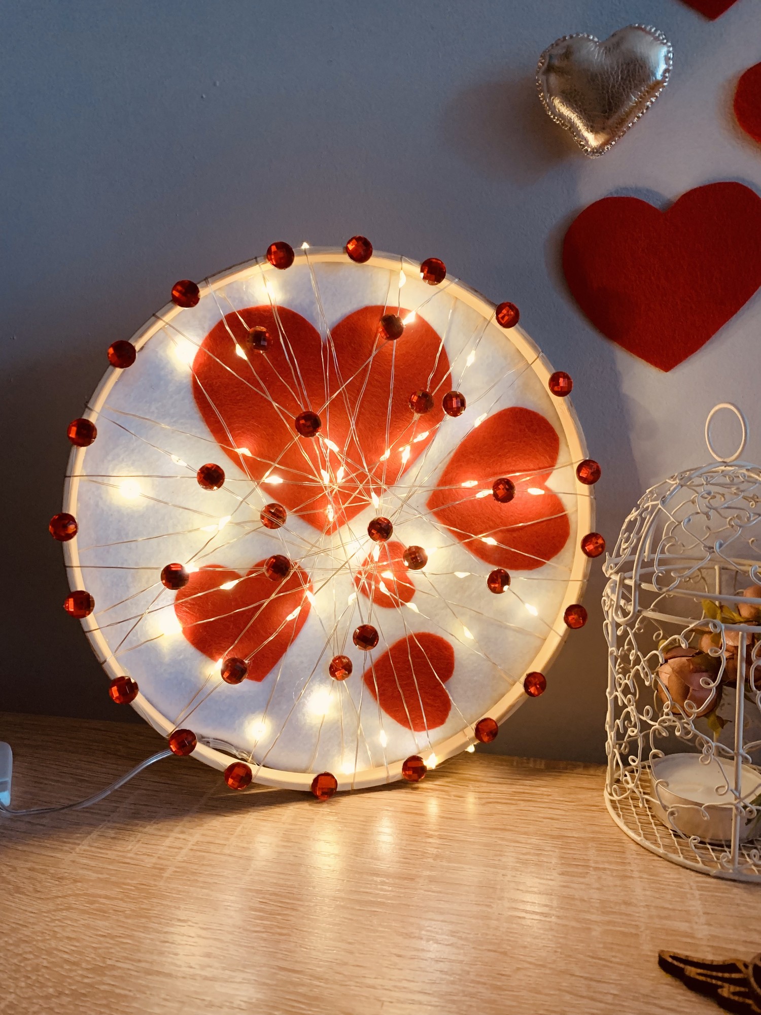 Lamp with hearts USB