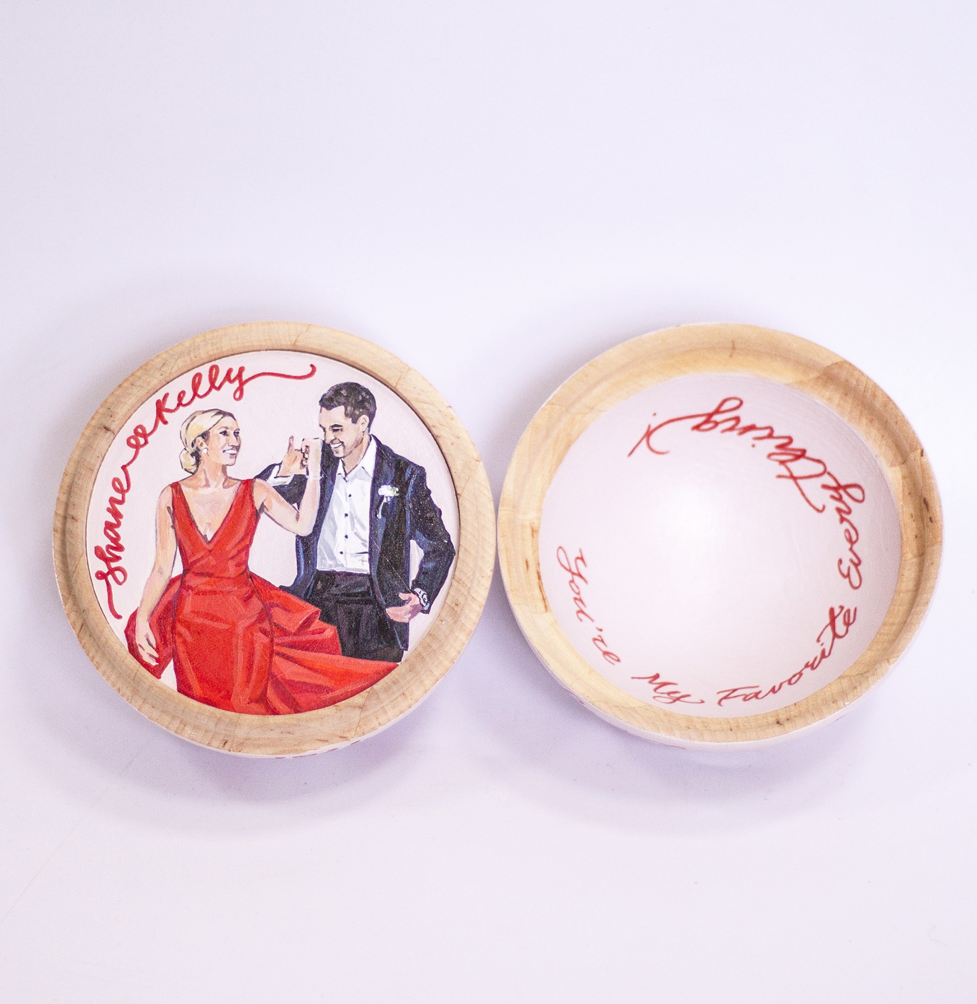 Wedding gift, Custom Hand drawn couple portrait - Wooden ball, sphere