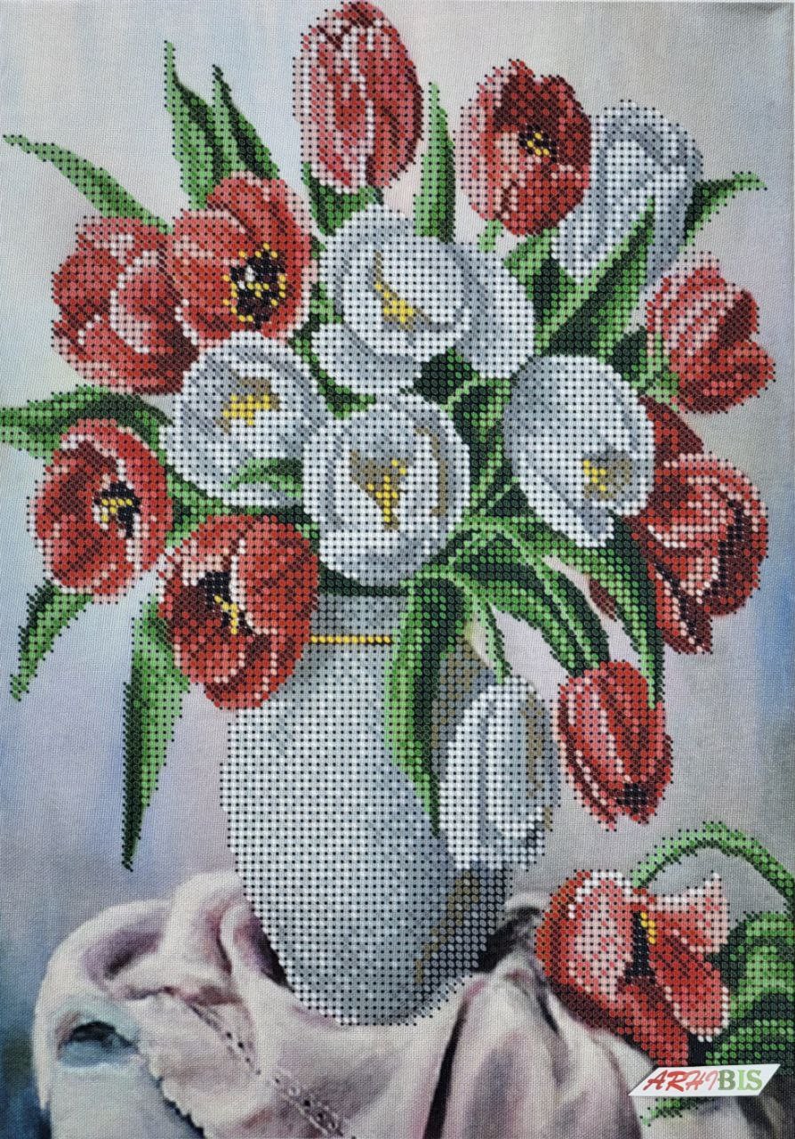 Bouquet of Tulips Kit Bead Embroidery a4-k-1086