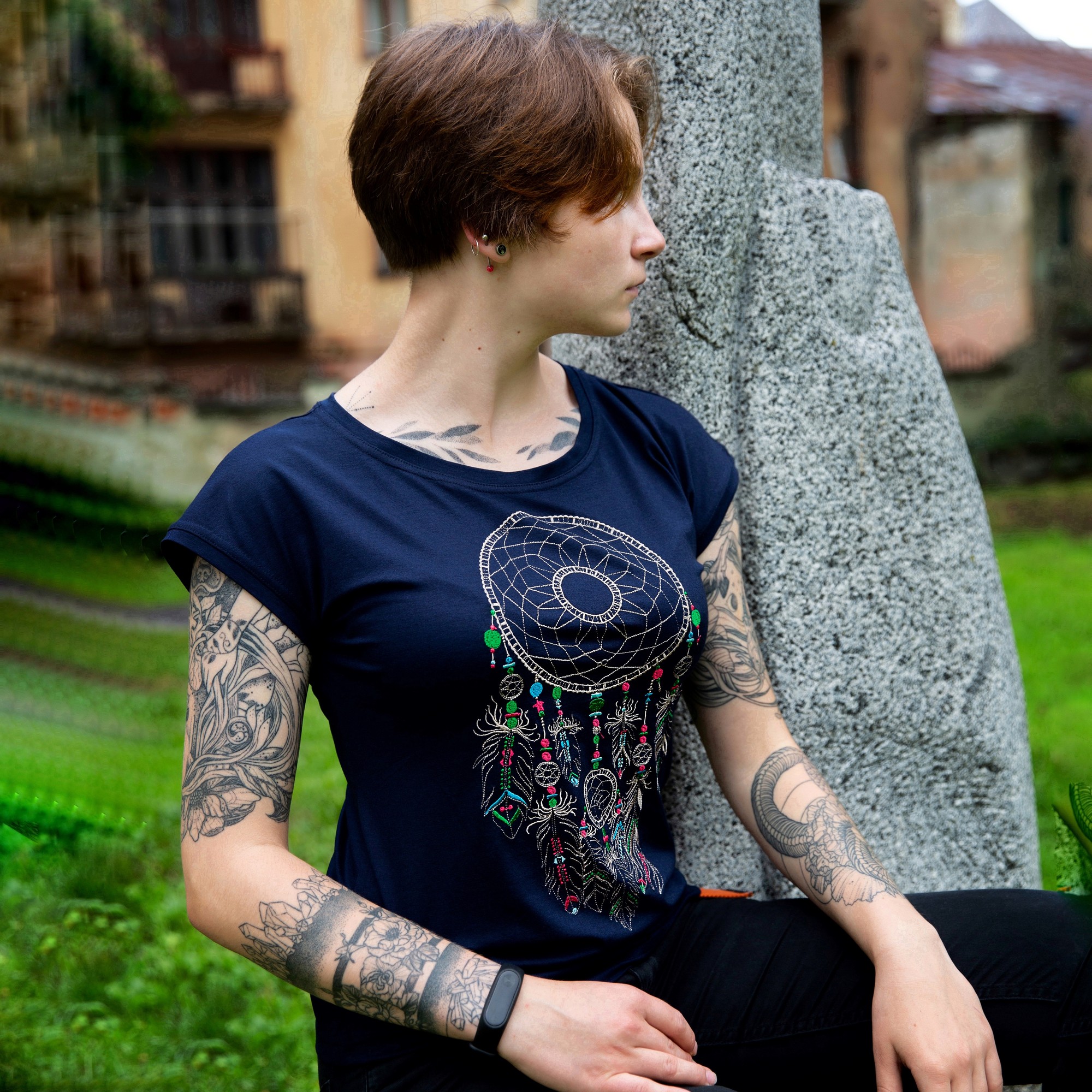 Women's T-shirt with embroidery - "Dream Catcher"