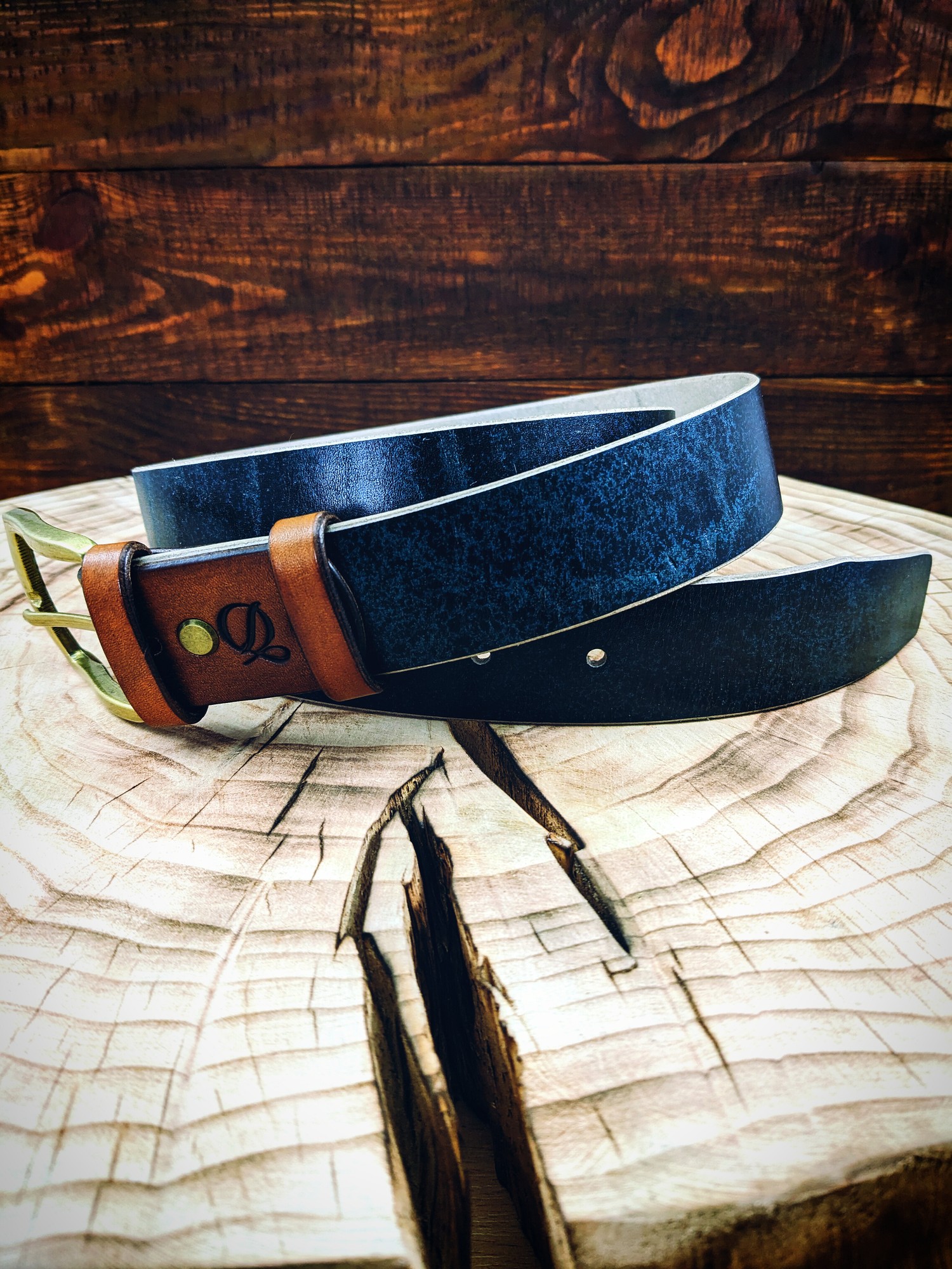 Handmade belt | Blue | Brass
