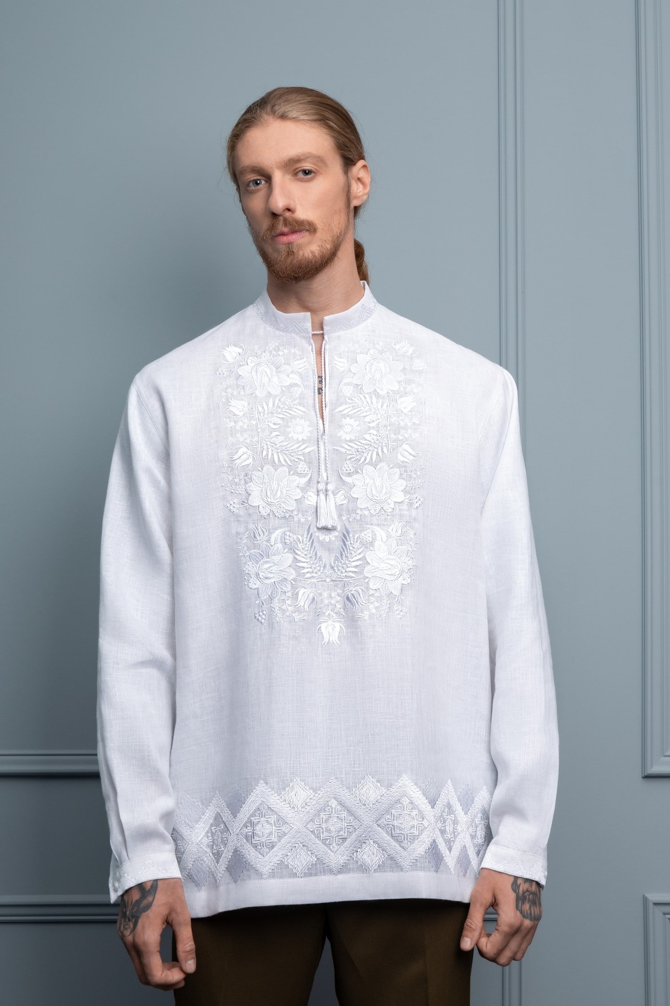 Embroidered shirt «Petrykivka» (white)