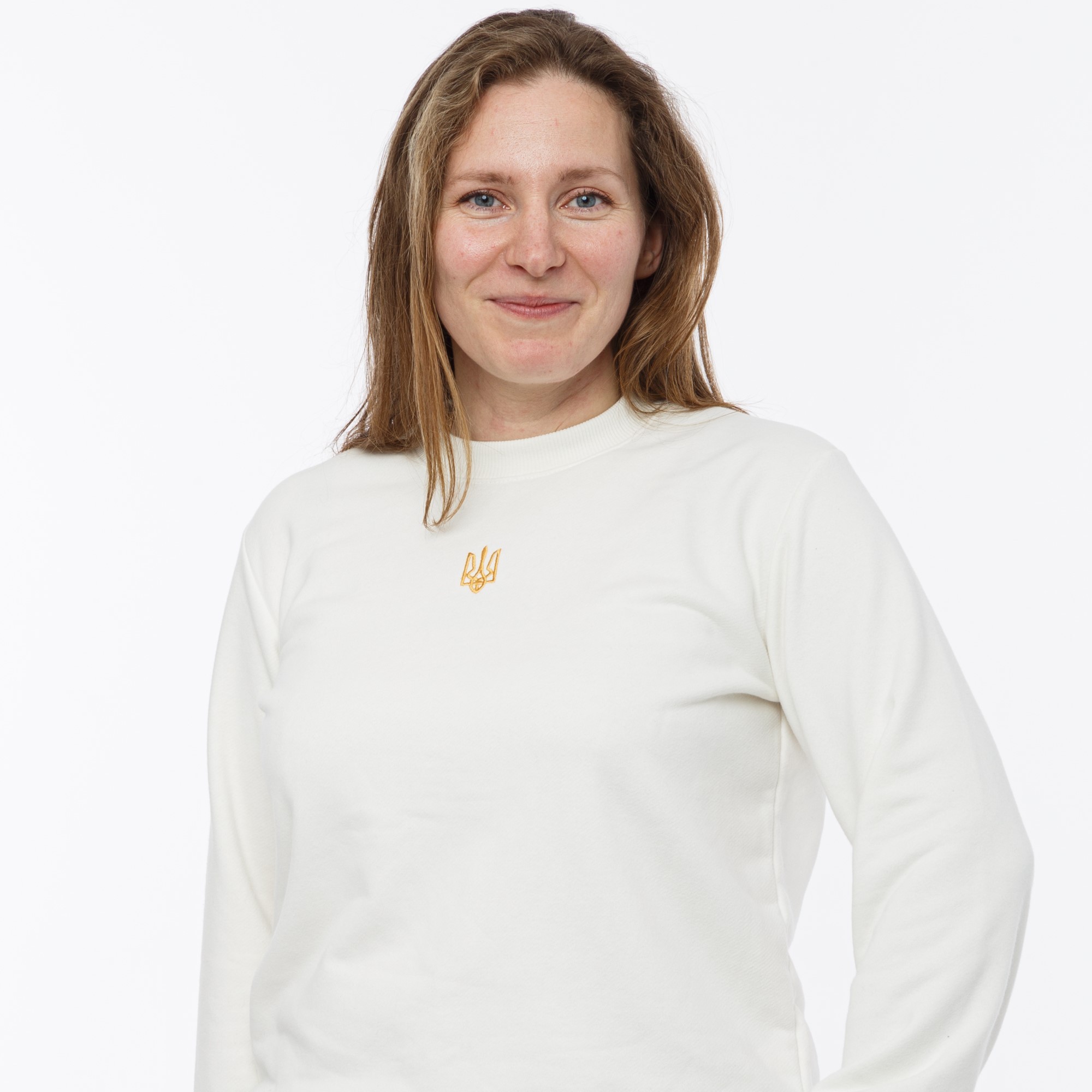 Women's sweatshirt with embroidery "classic tryzub" white