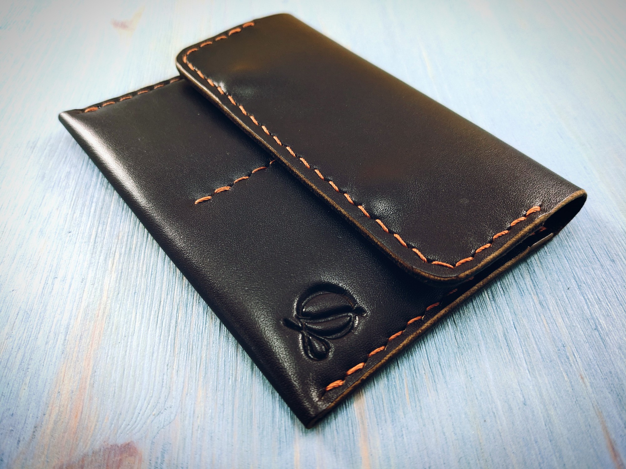 Brown mini wallet, handmade, made of genuine leather