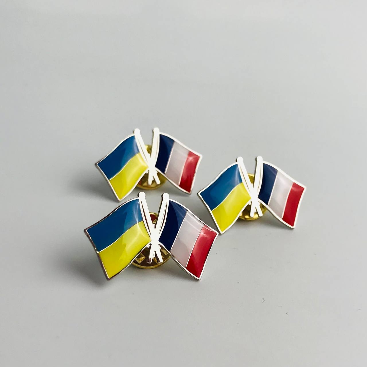 3pcs badge set Flag of Ukraine / France