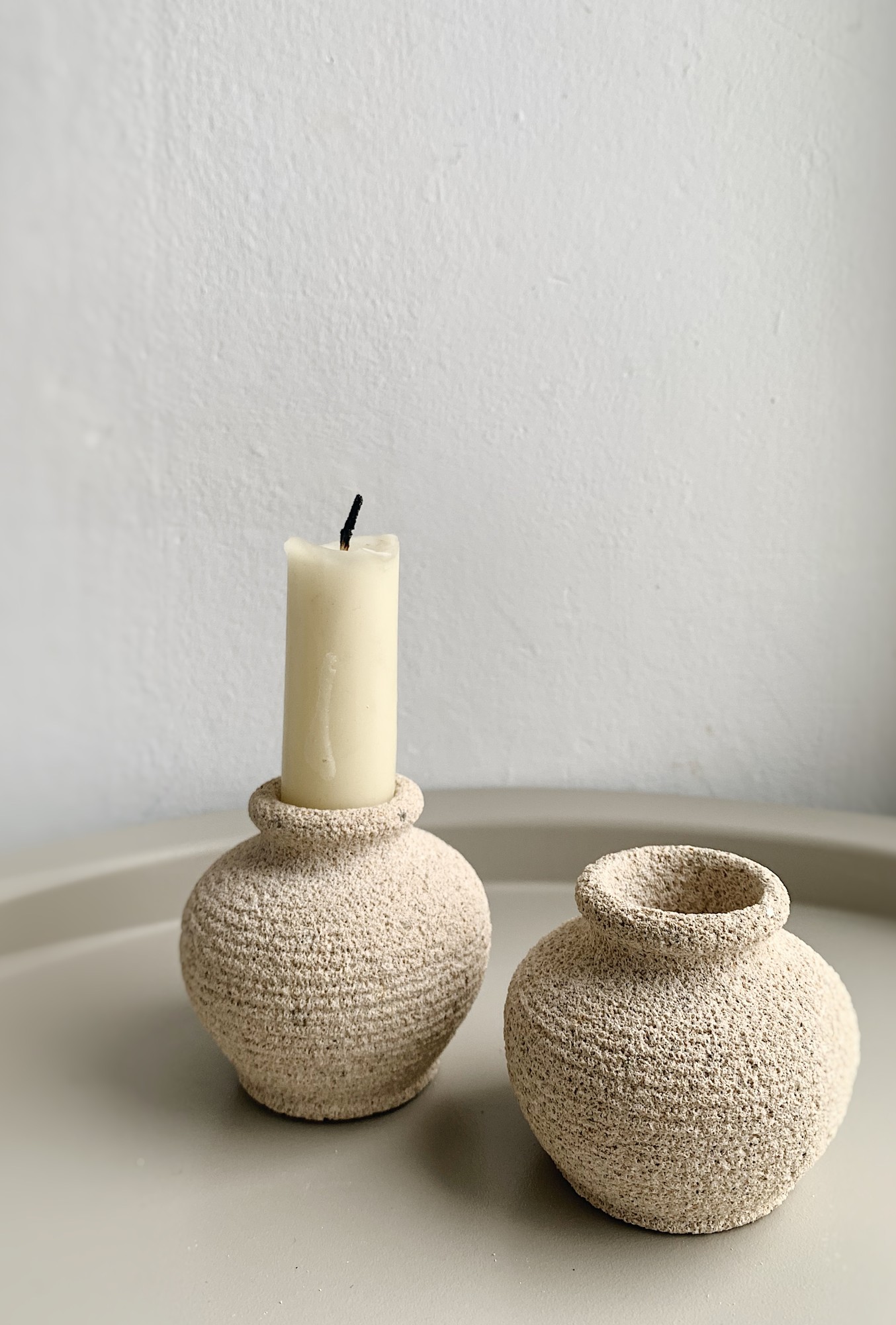 Amphora stone candlestick