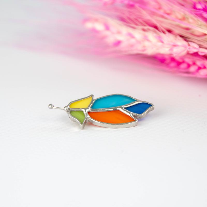 Colorful feather stained glass decor