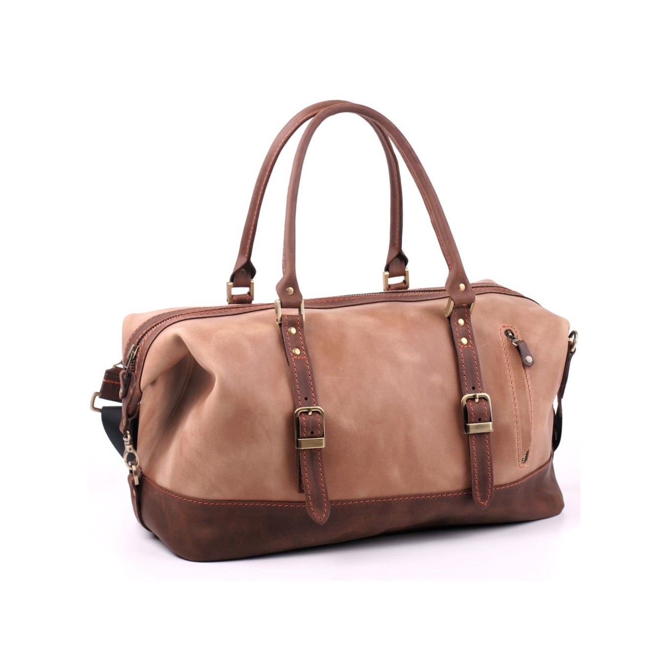 Leather carpetbag made of combinations of natural leather Old master