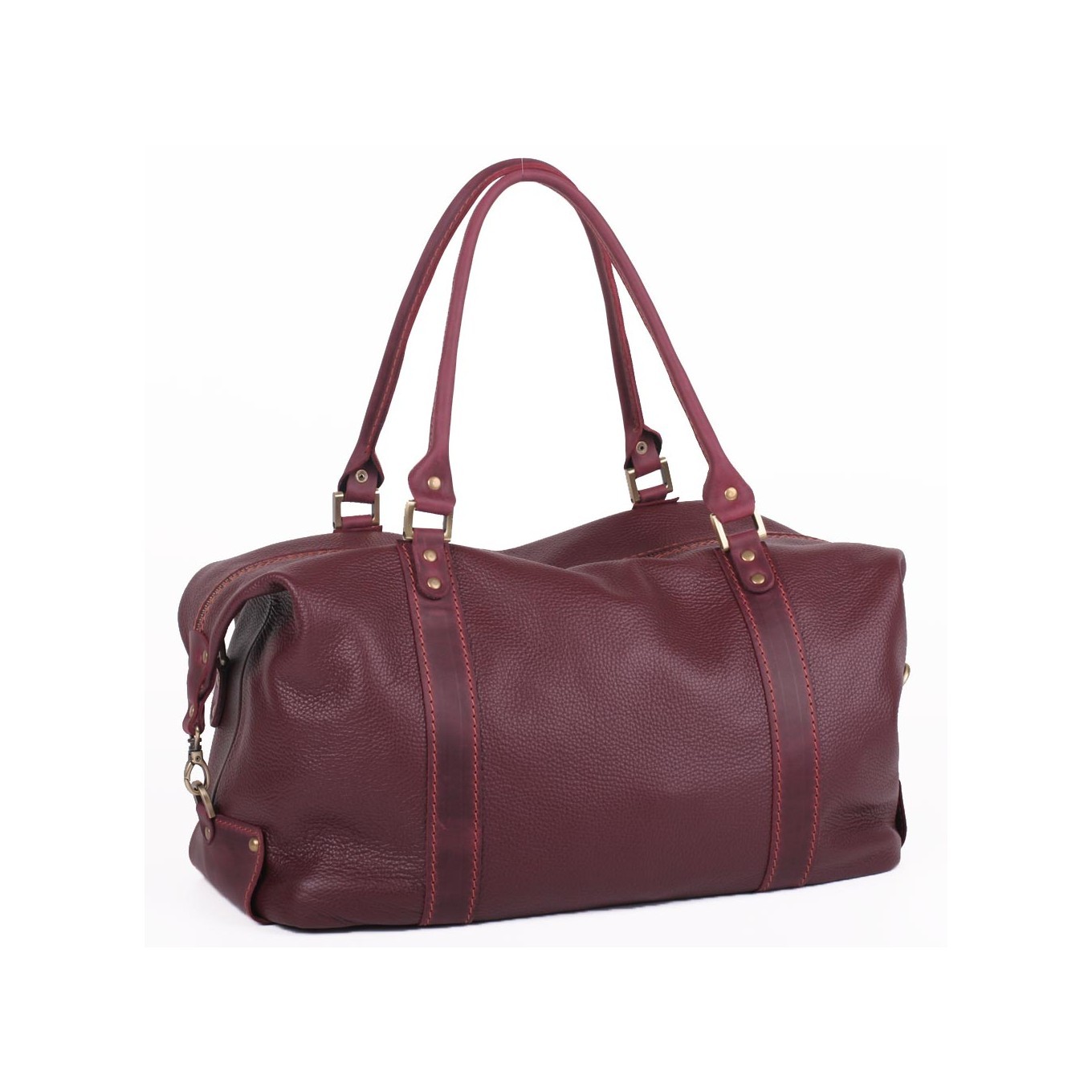 Women's burgundy carpetbag made of high-quality genuine leather