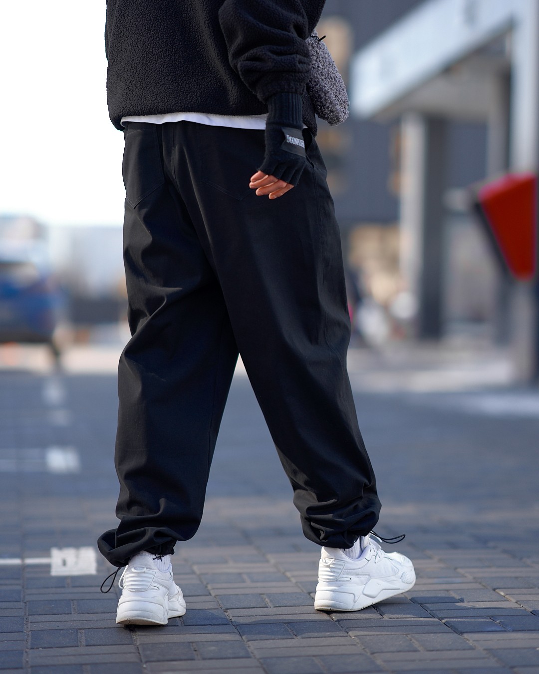 Men's Oversize Jogger Button Design Pants Grey