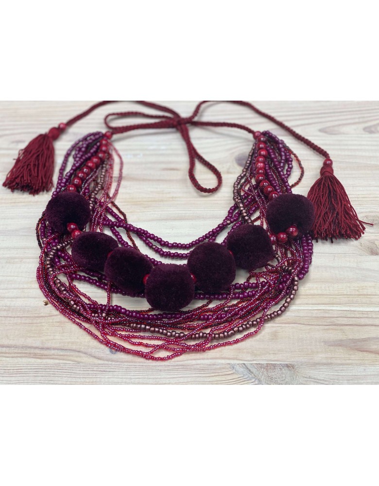 Bordo beaded necklace with tassels