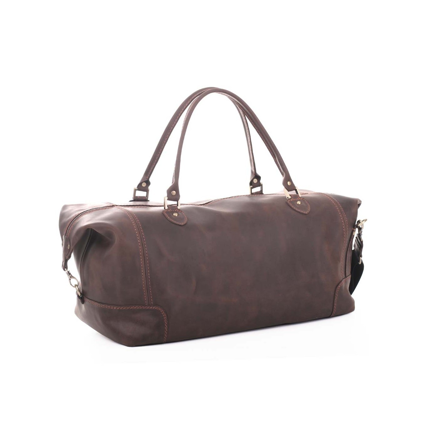 Spacious brown travel bag made of crazy horse leather