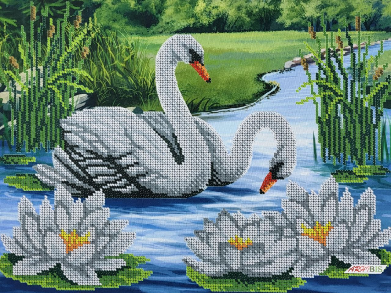 Couple of Swans Kit Bead Embroidery a3h_341