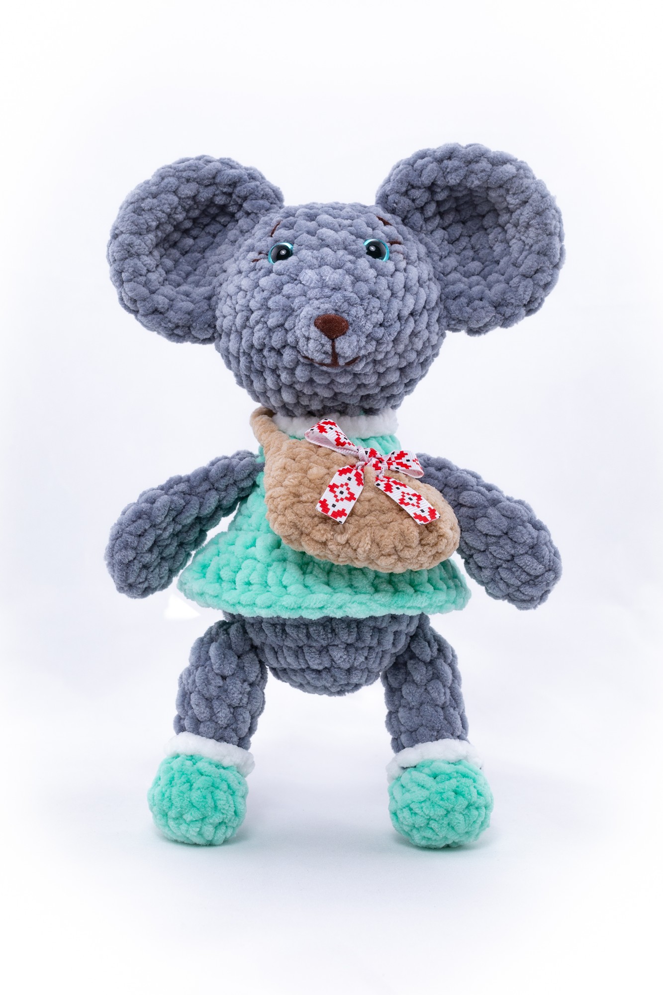 Knitted plush toy Mouse volunteer Zoryana