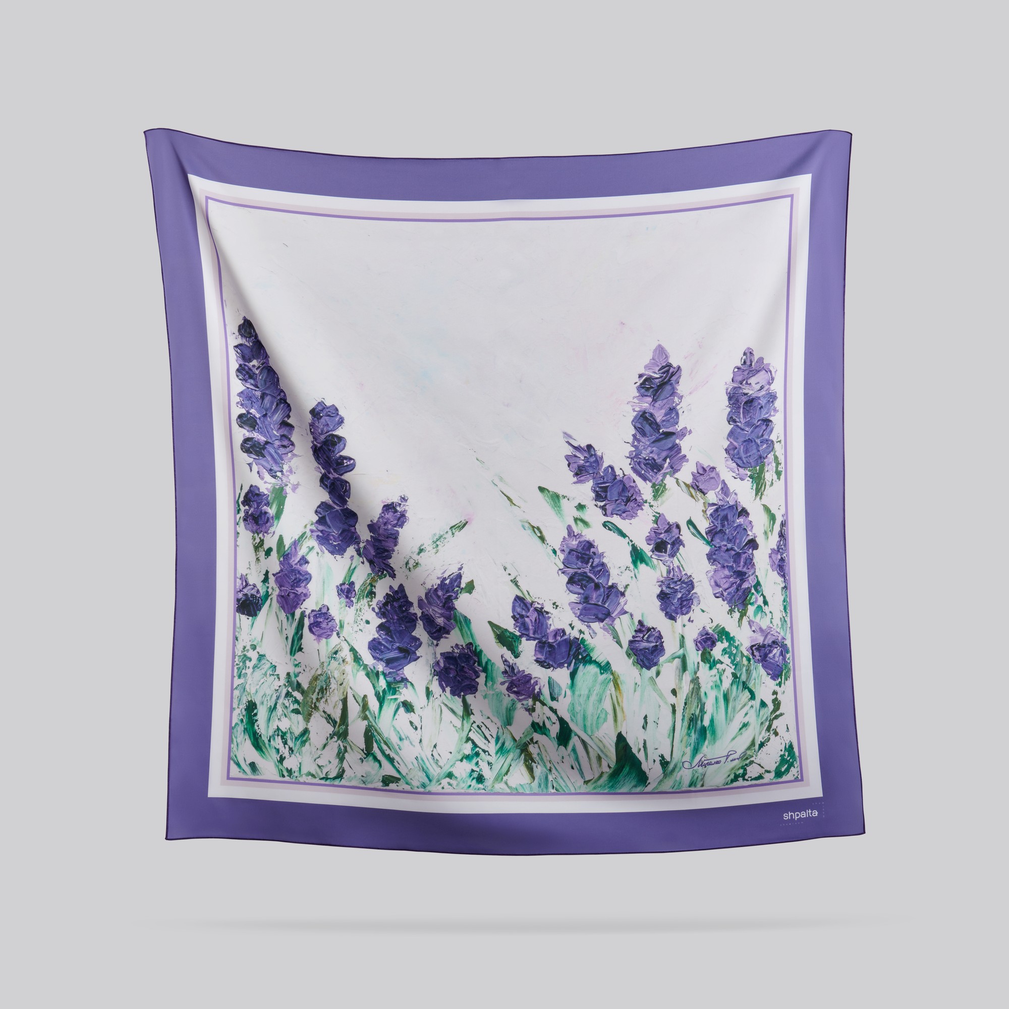 Lavender silk shawl 85*85 cm women’s accessories customised scarf neck accessory from Ukraine