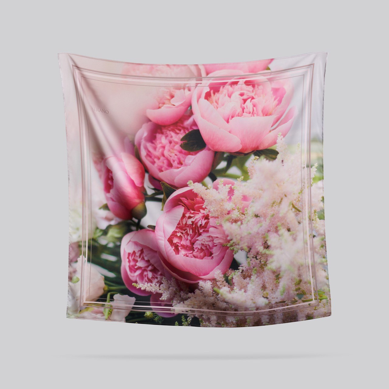 Scarf "Peonies" Size 85*85 cm floral silk shawl from Ukraine
