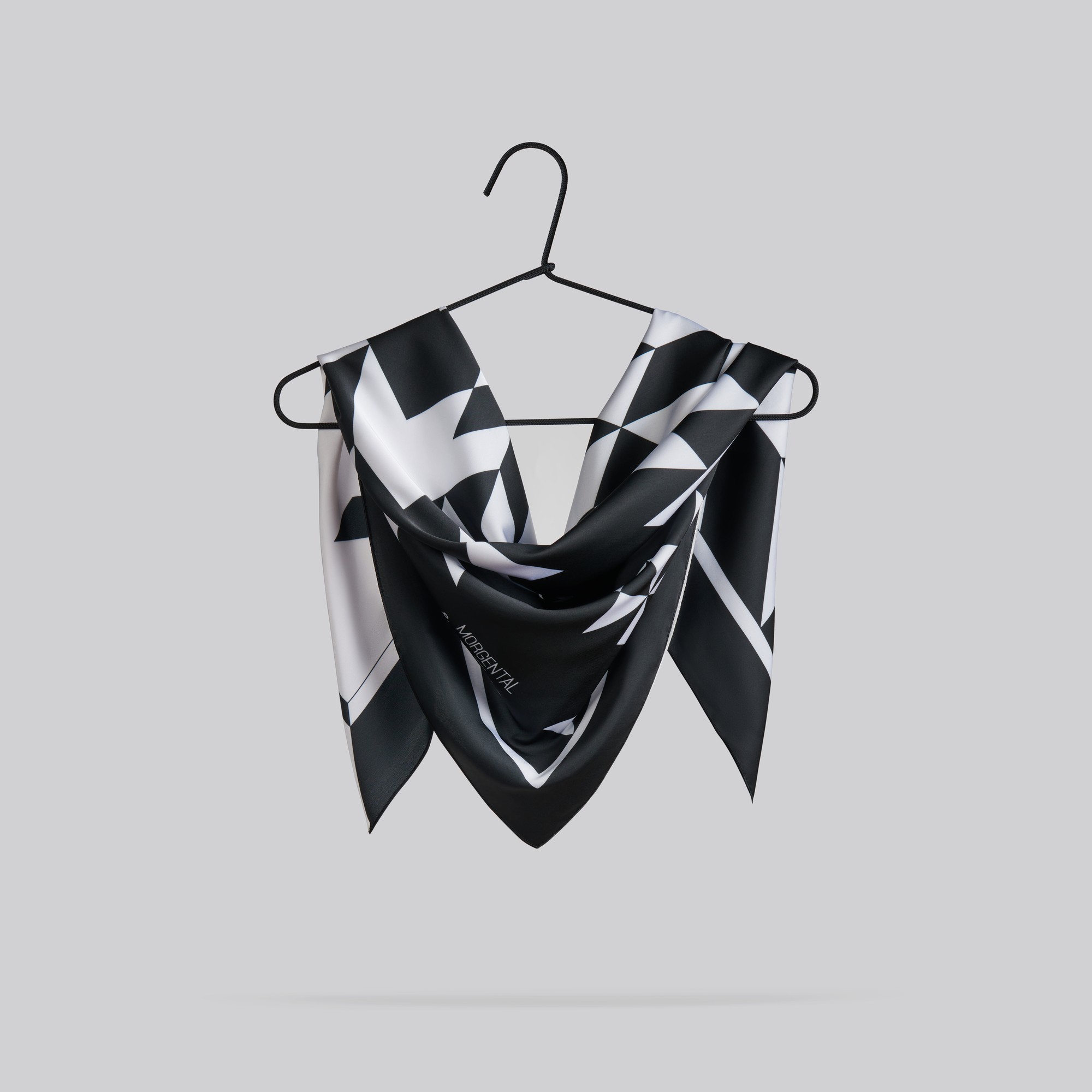 Scarf "Carpathians" Size 57*57 cm black and white silk shawl from Ukraine