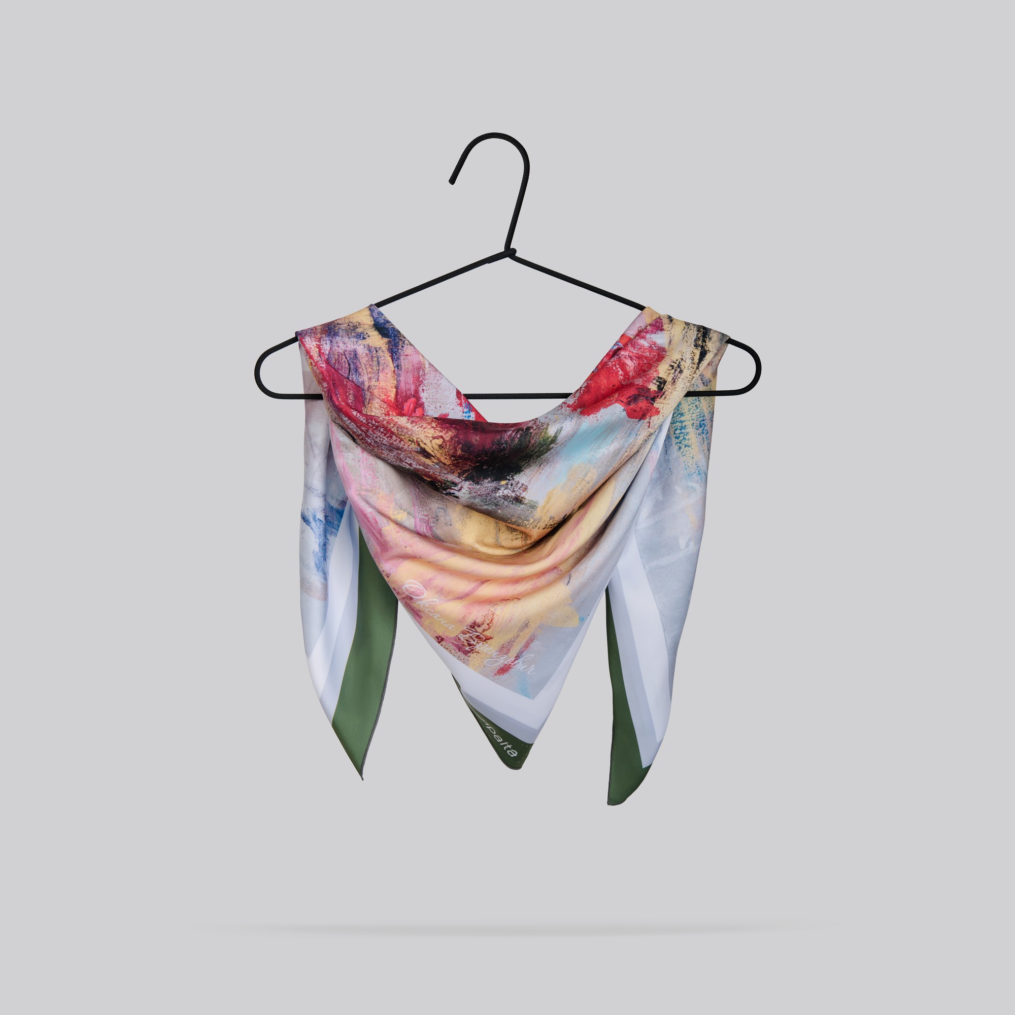 Scarf "Poppies" Size 57*57 cm silk shawl from Ukraine