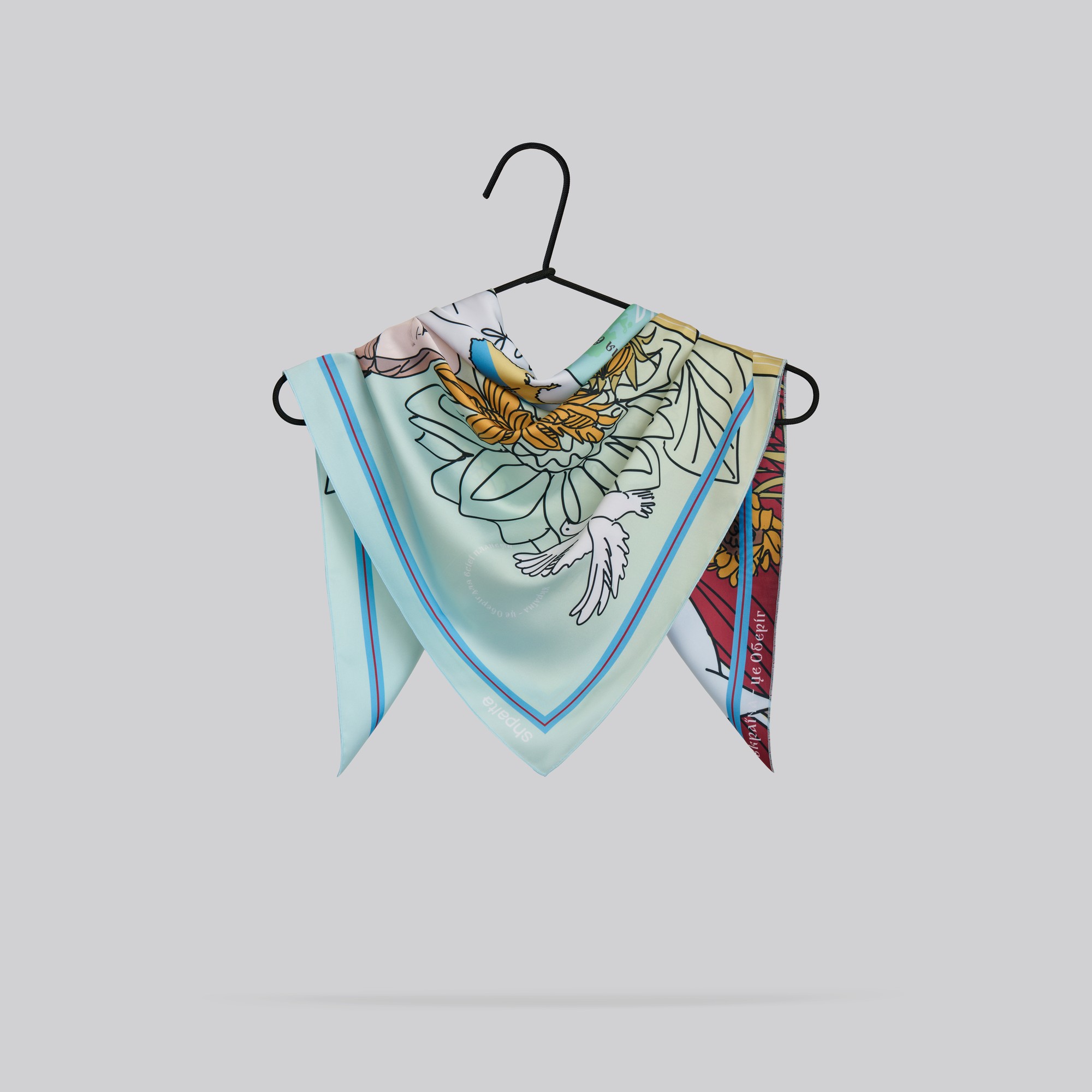 Scarf "Guardian Goddess" Size 57*57 cm silk shawl from Ukraine