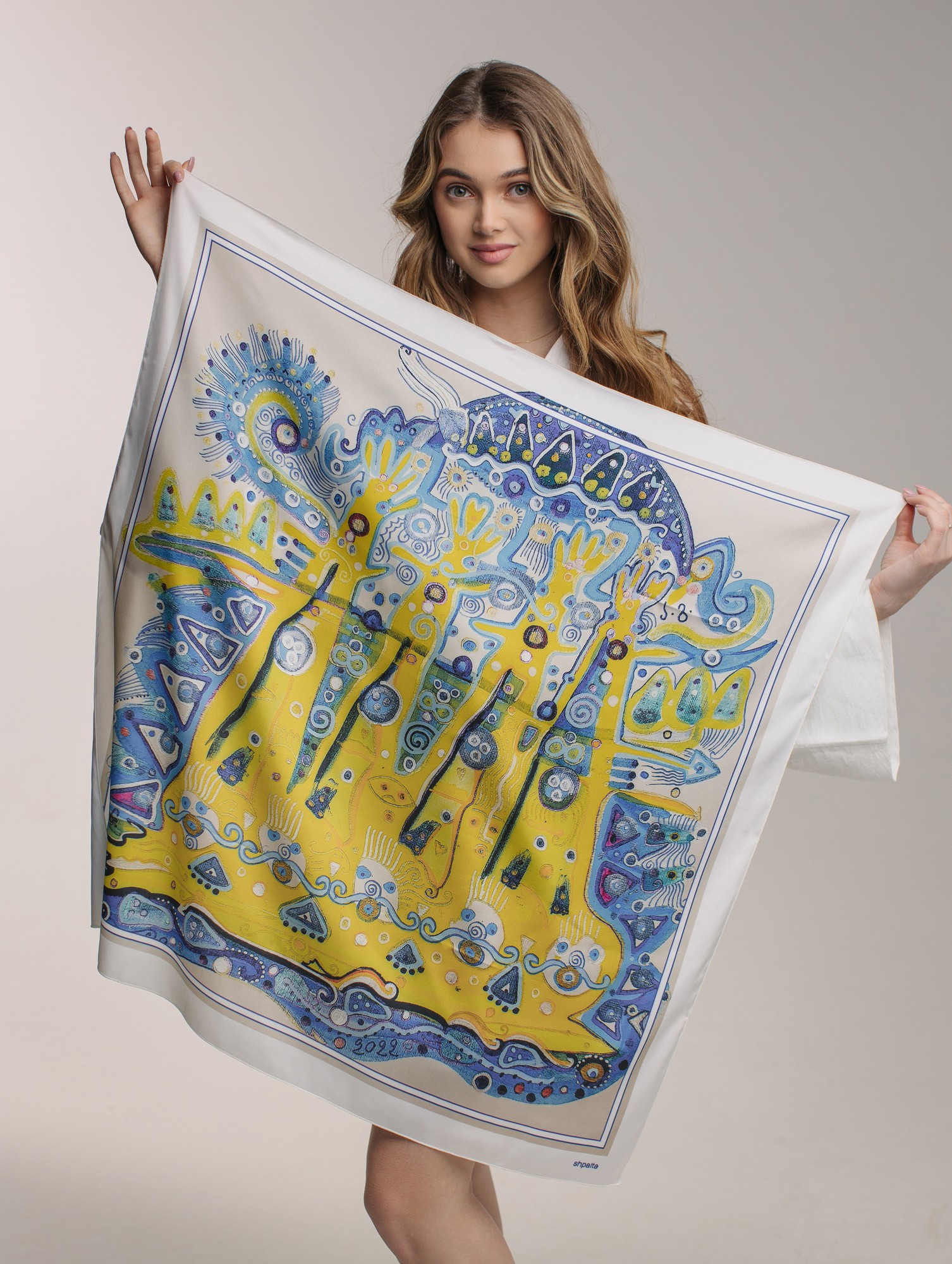 Scarf "Unbreakable" Size 70*70 cm silk shawl from Ukraine