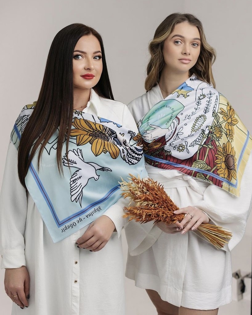Scarf "Guardian Goddess" Size 70*70 cm silk shawl from Ukraine