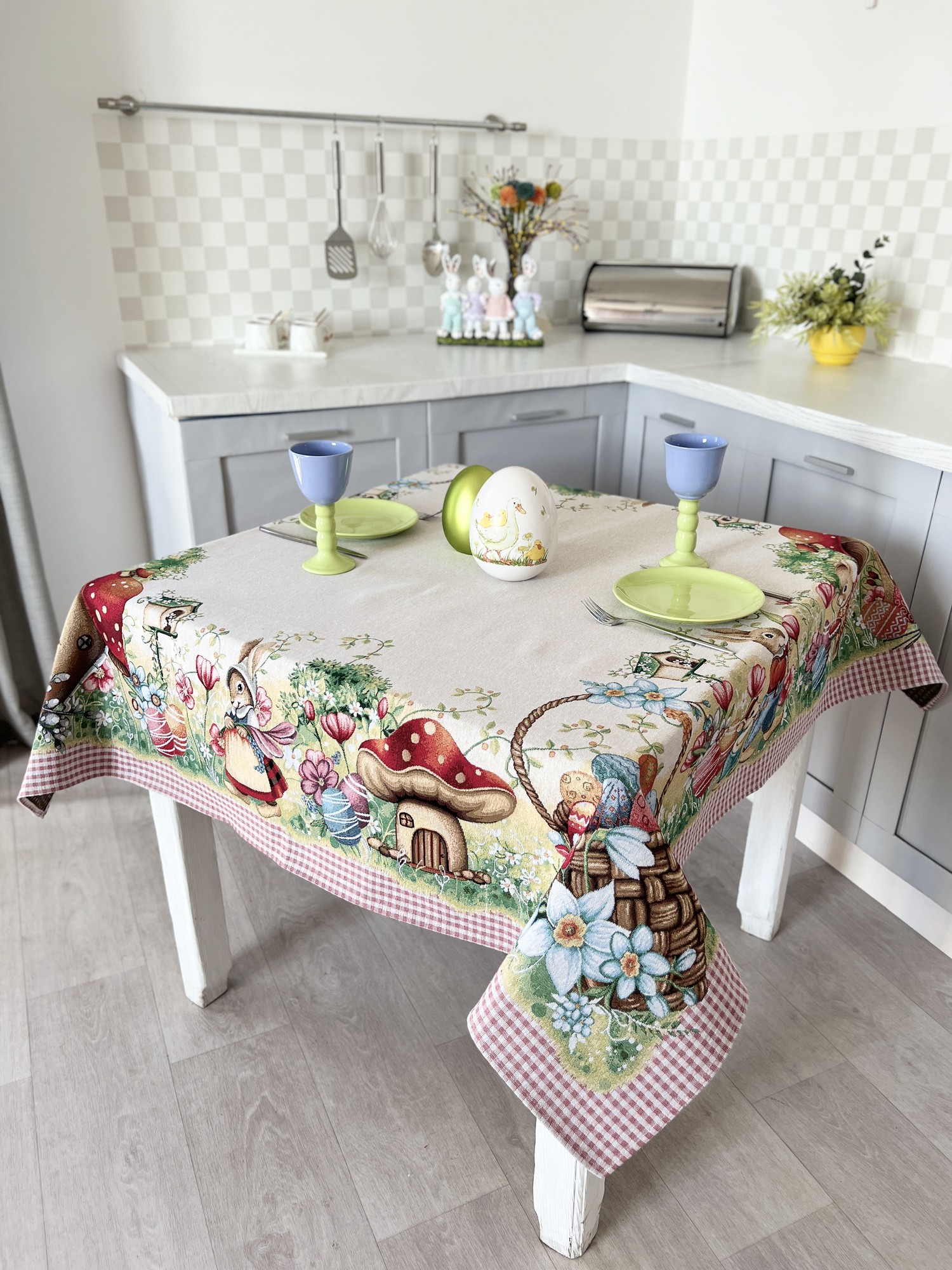 Easter tapestry tablecloth 54x70 in (137x180 cm.) festive tablecloth