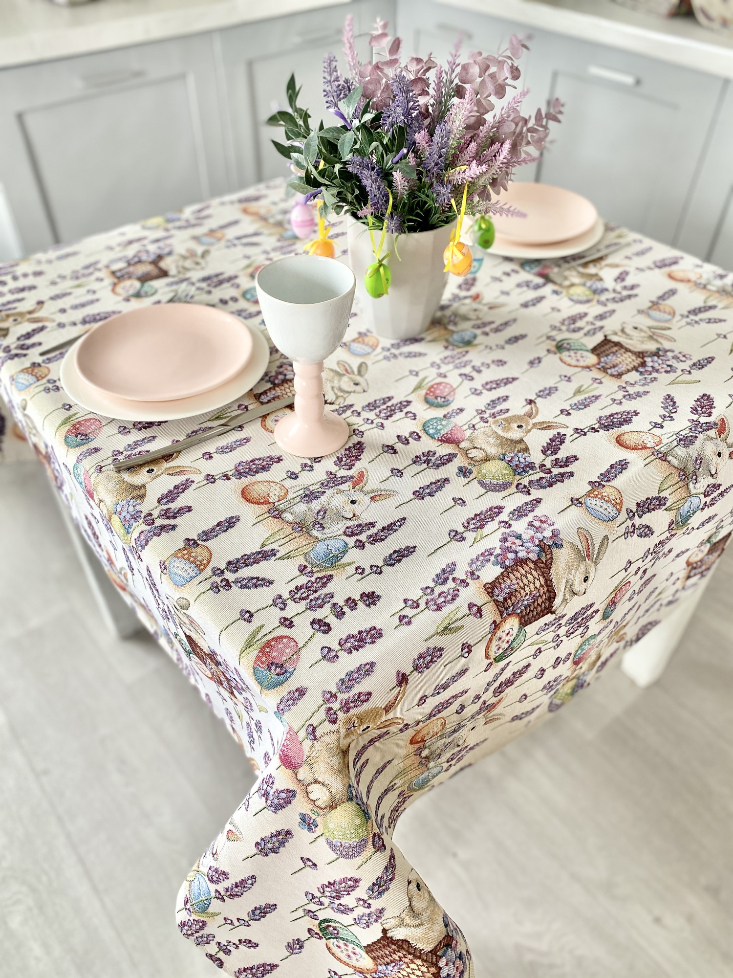 Easter tapestry tablecloth 54x54 in (137x137 cm.) festive tablecloth