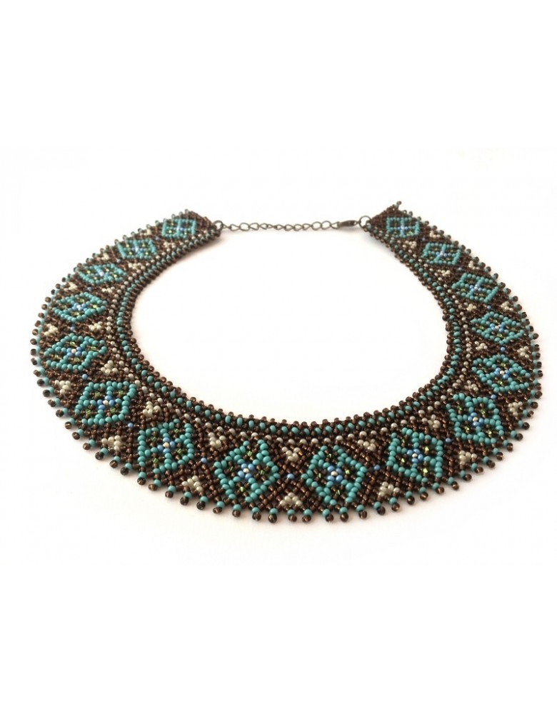 Beaded turquoise necklace Sylyanka dark