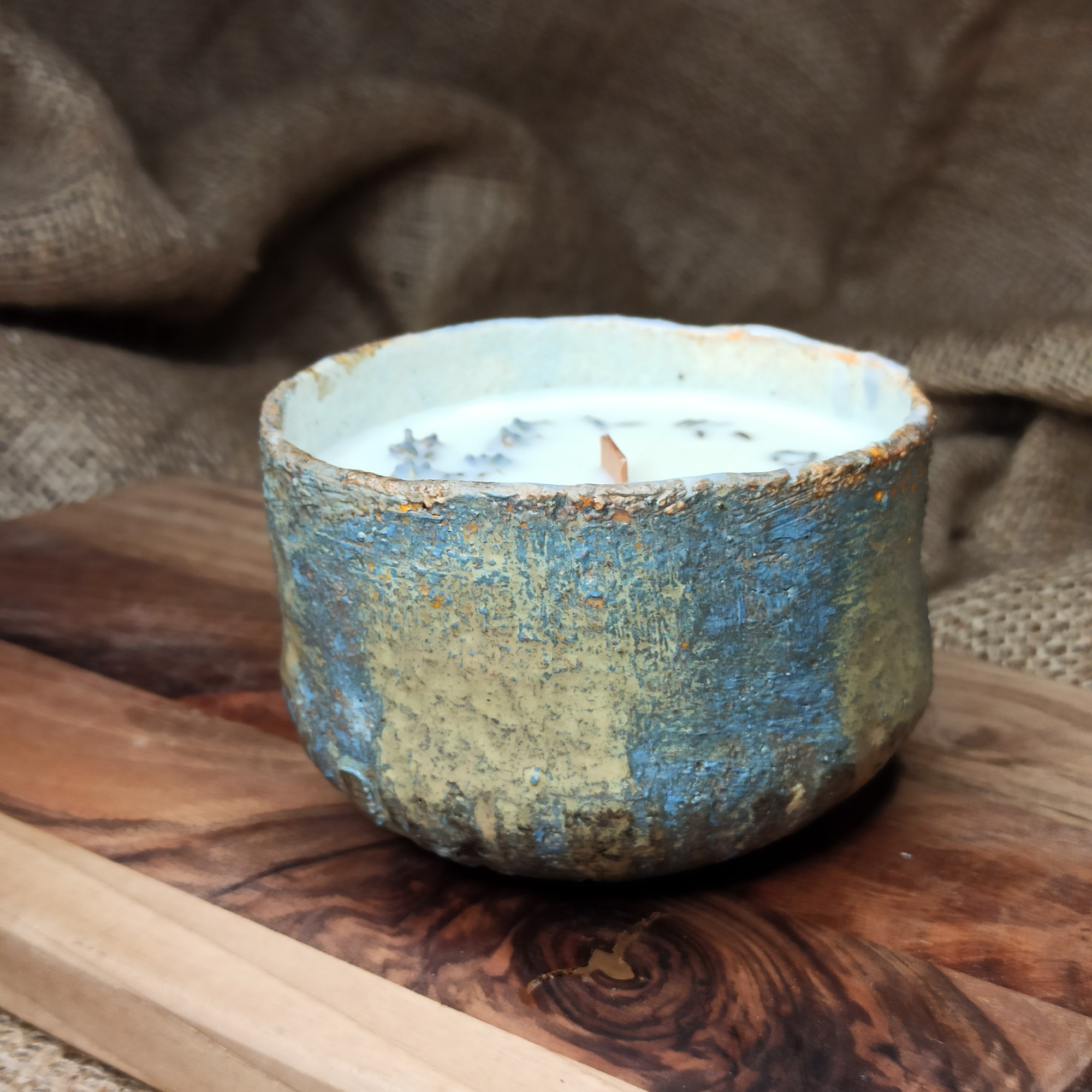 Handmade ceramic jar candle "crimean mountains" from the "fire ceramics