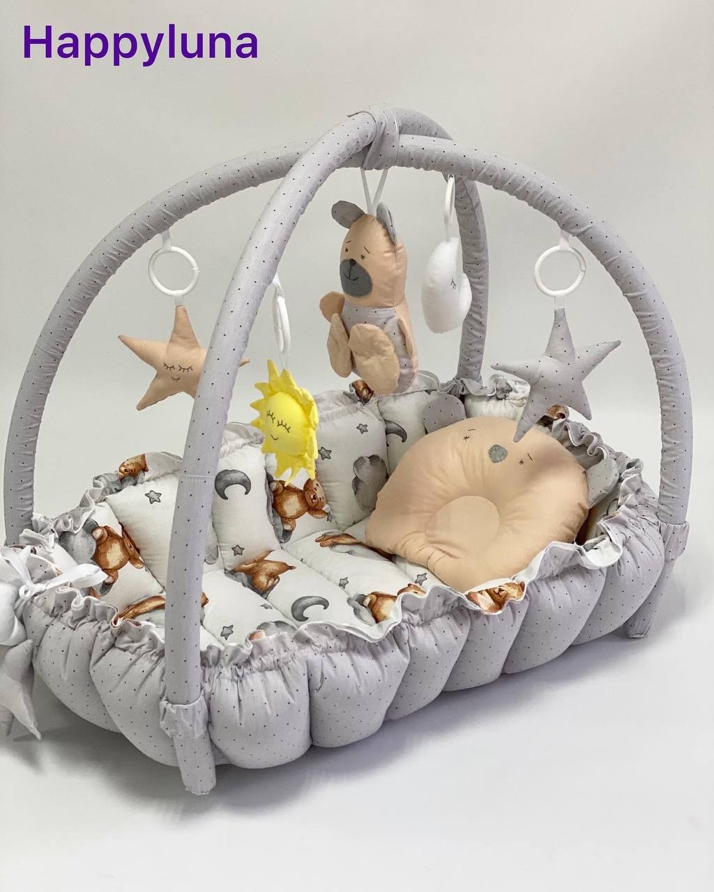 TM Happyluna Children's playmat - Cocoon nest for a newborn 2 in 1 "Teddy"