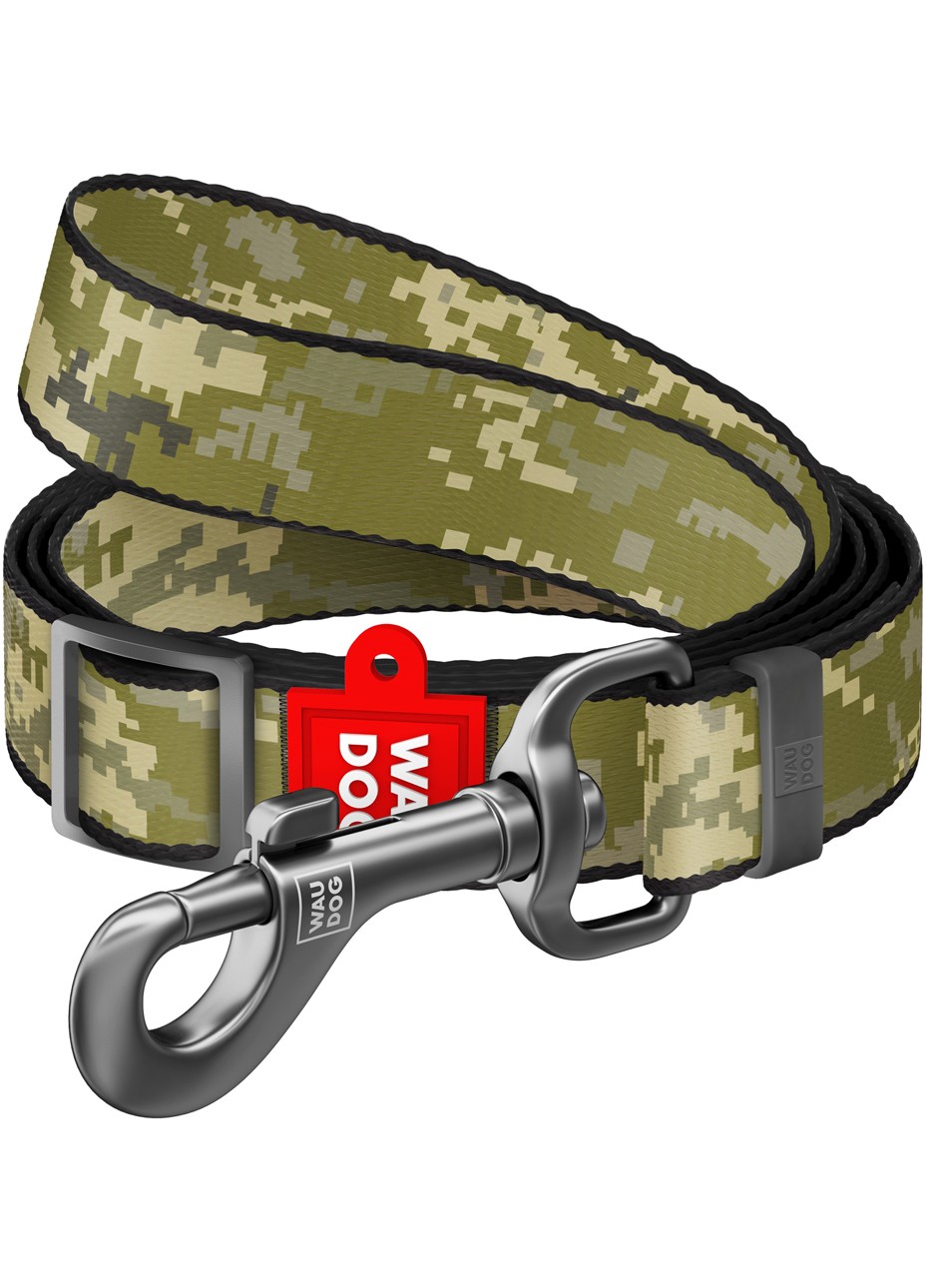 Adjustable nylon dog leash WAUDOG Nylon, design “Military”, L, 152-183 cm L, 25 mm W