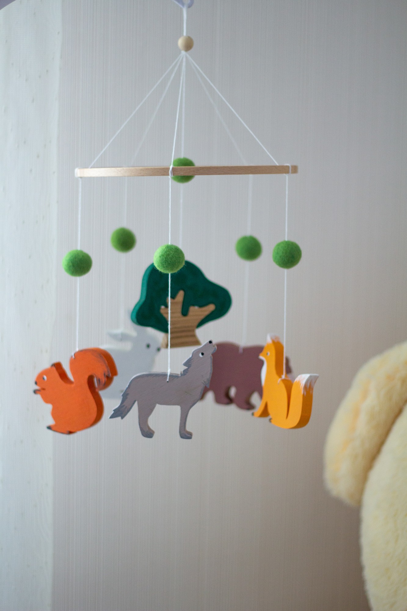 Musical baby mobile with bracket, Forest animals baby mobile