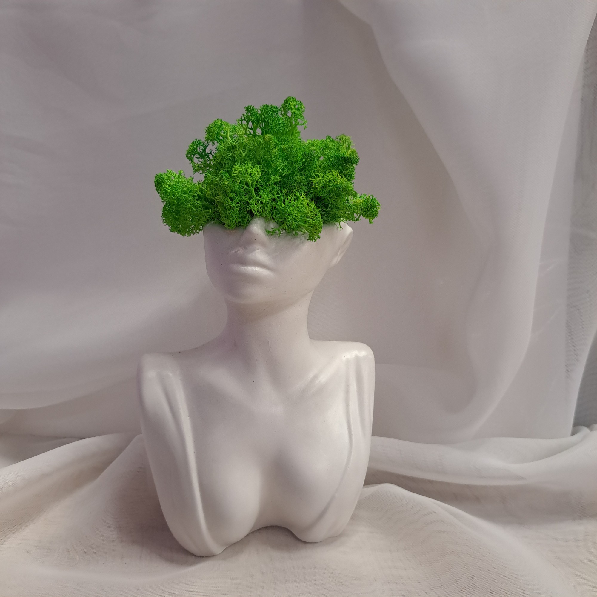 Vase-shaped planter filled with lush green moss "Virgo"