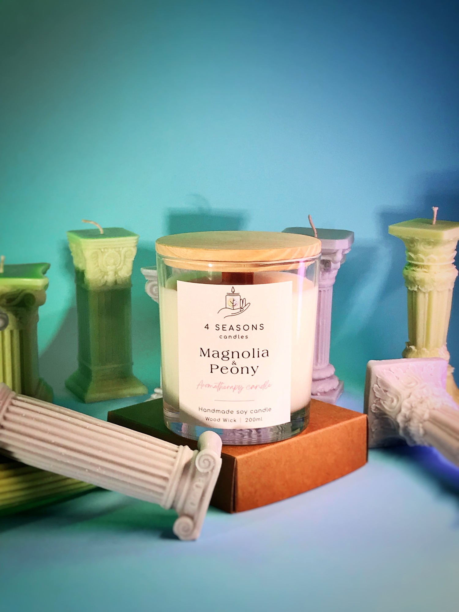 Soy aroma candle 200 ml magnolia and peony 33005 from 4 Seasons