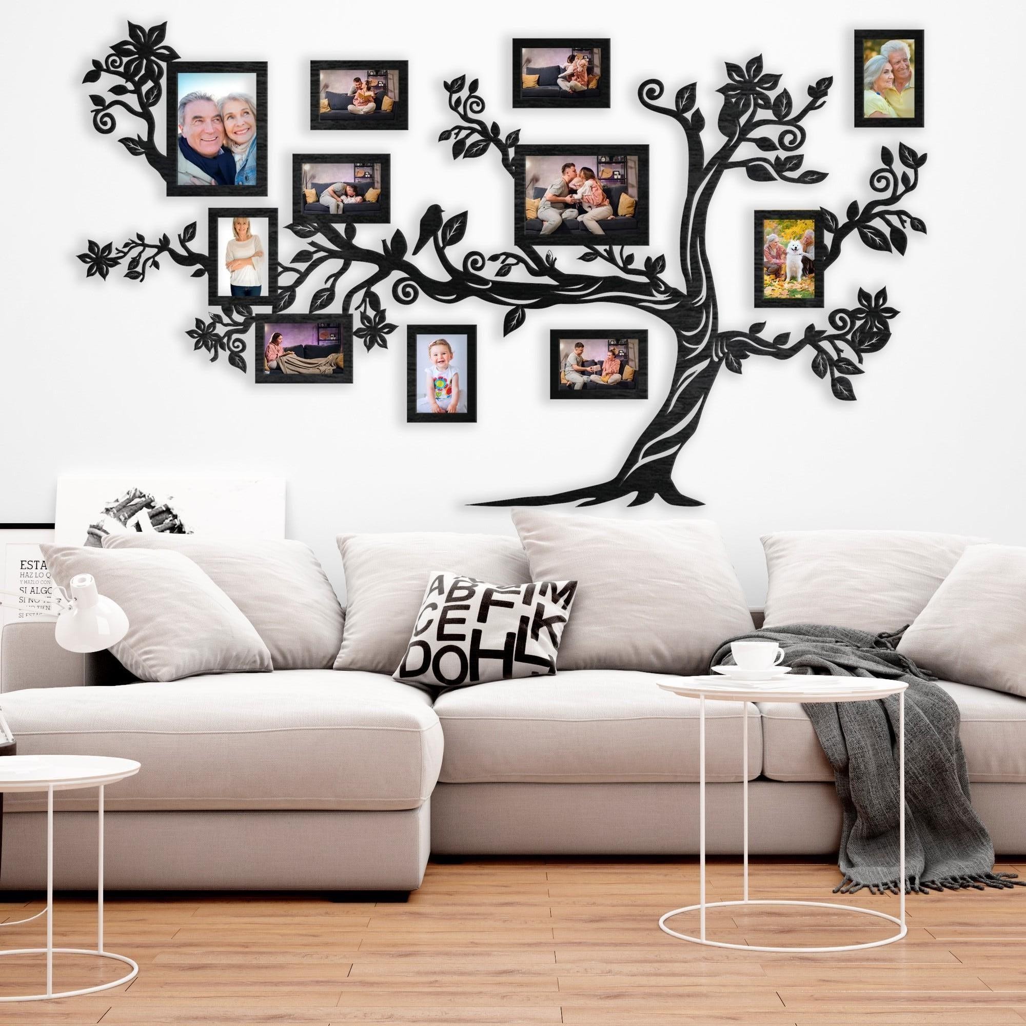 Wooden Family Tree with Frames / Family Tree Wall Art for Living