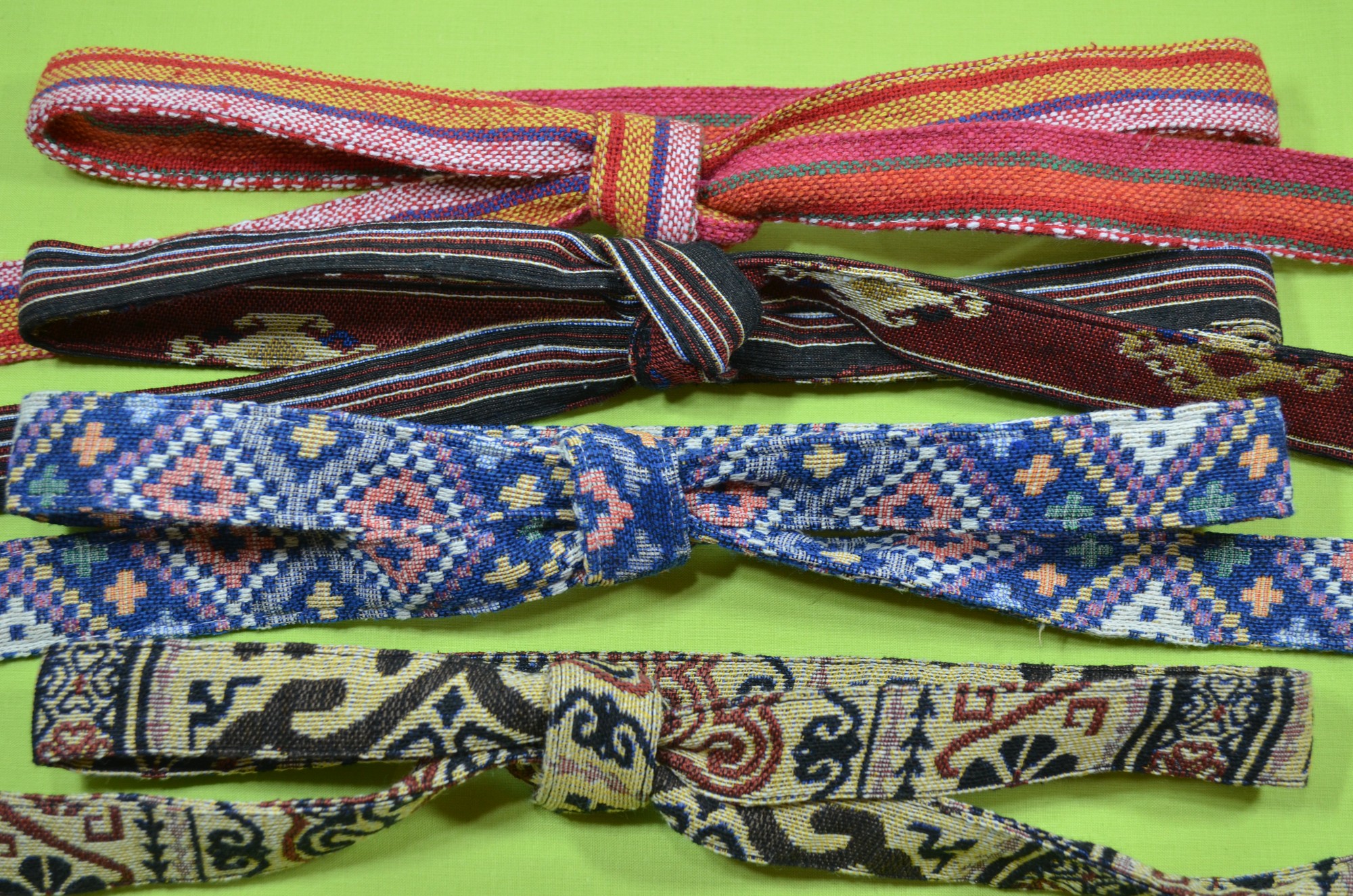 Handmade textile belt in an ethnic style.