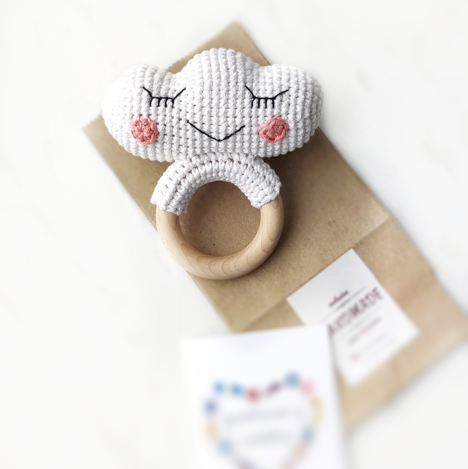 Cloud baby rattle toy. Cute baby shower gift. Gender neutral baby gift, Crochet newborn rattle