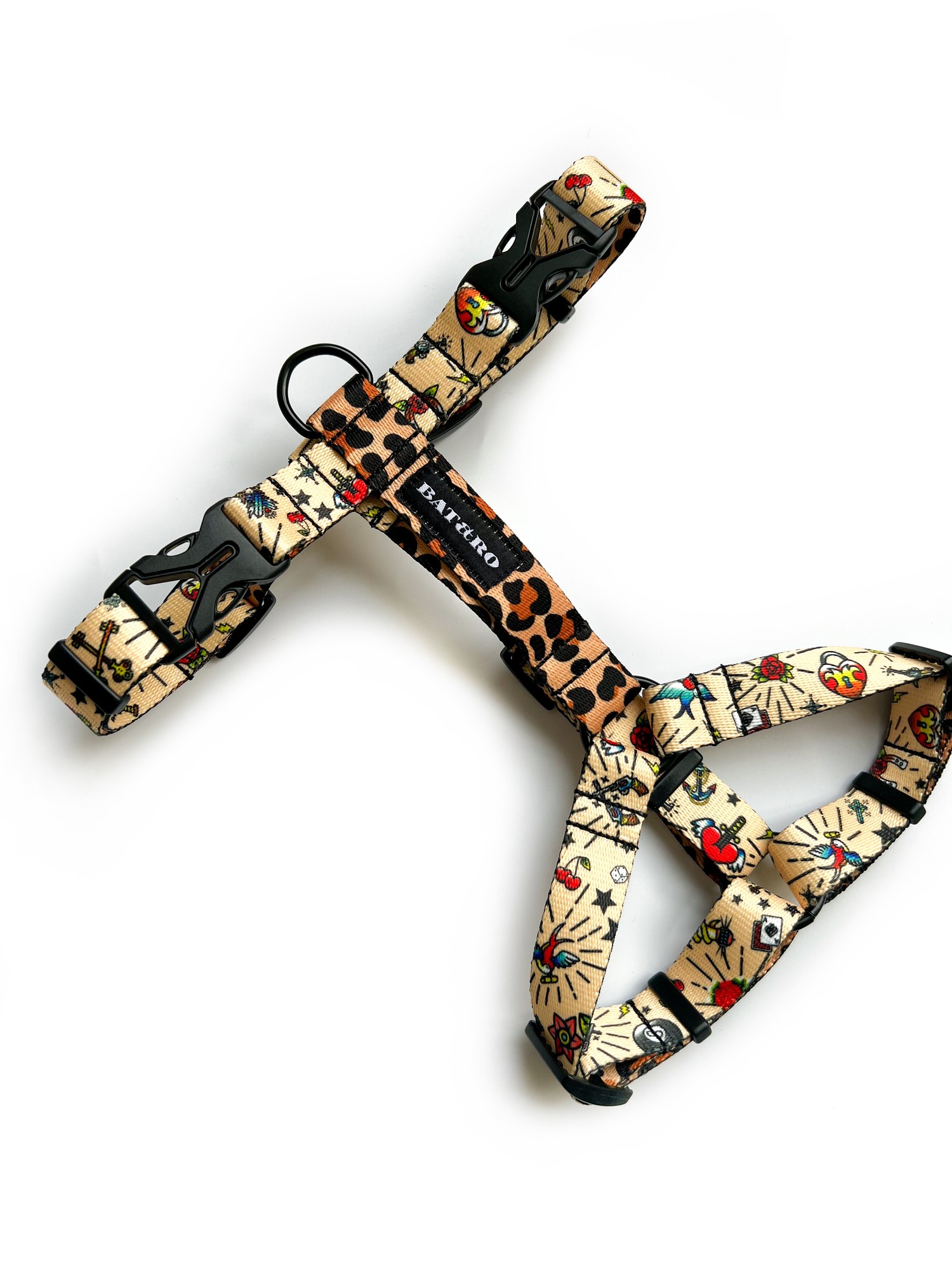 Nylon dog h-harness BAT&RO "Tattoo", size L