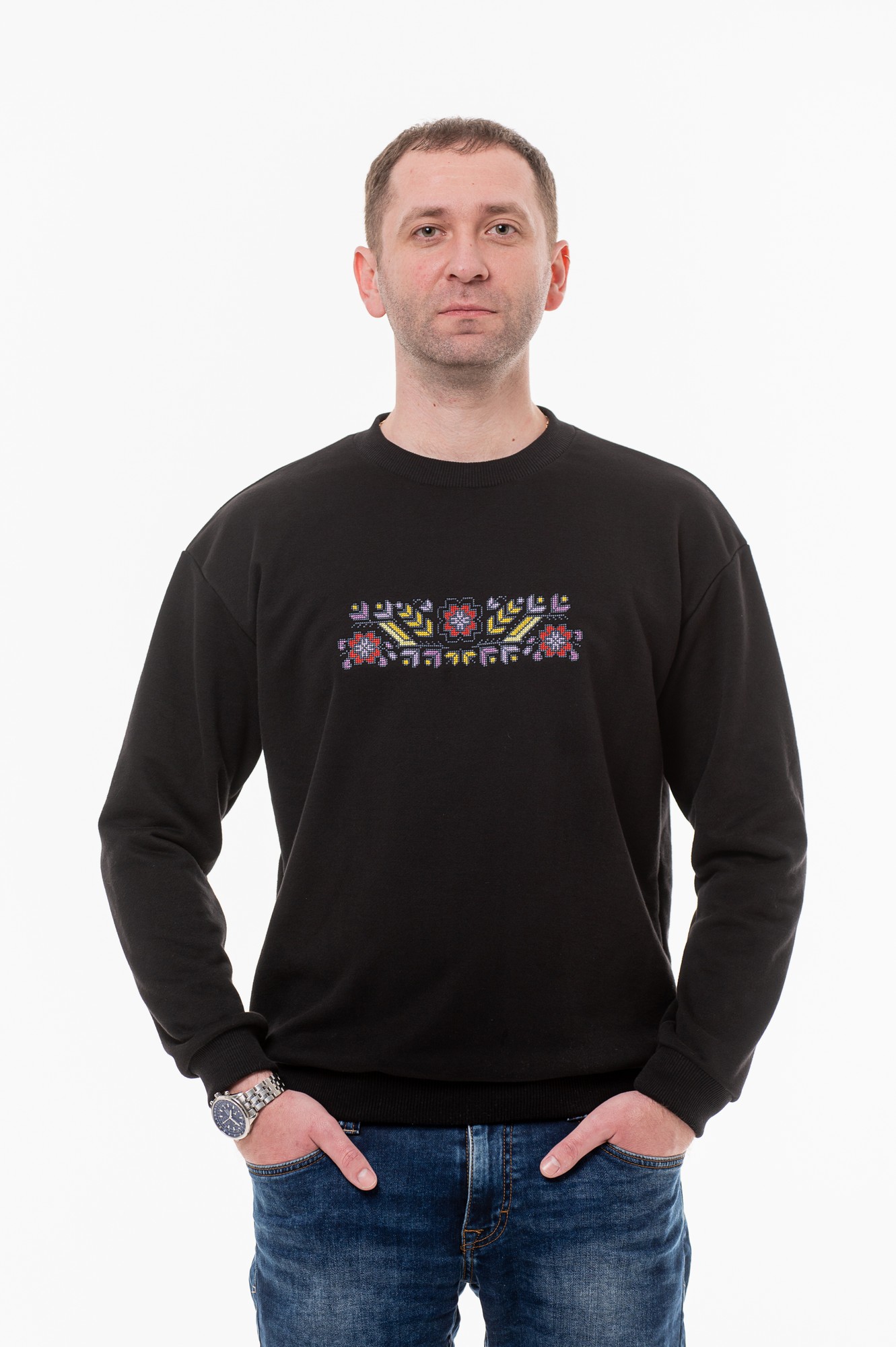 Men's sweatshirt with embroidery "Polyova" black