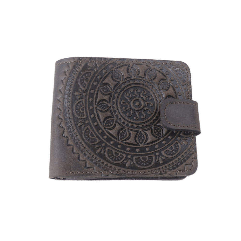 Leather wallet "Mandala" brown Handmade