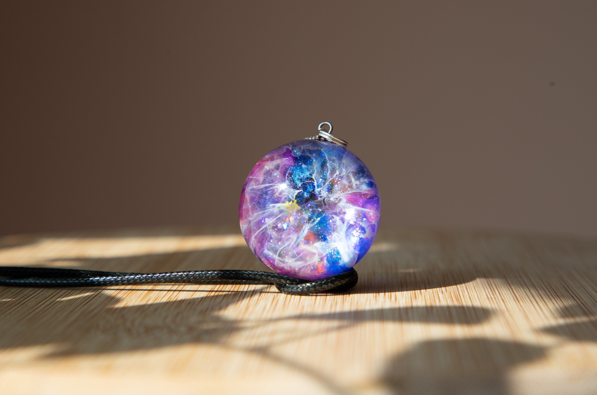 Resin universe pendant, Space necklace