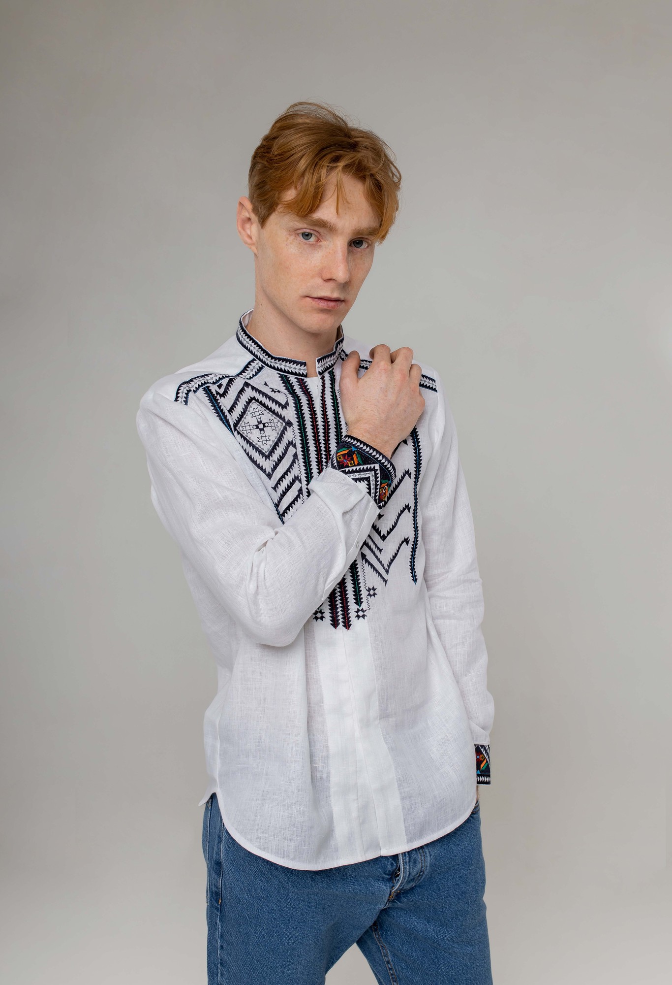 Men's embroidered shirt "Yustyn" white
