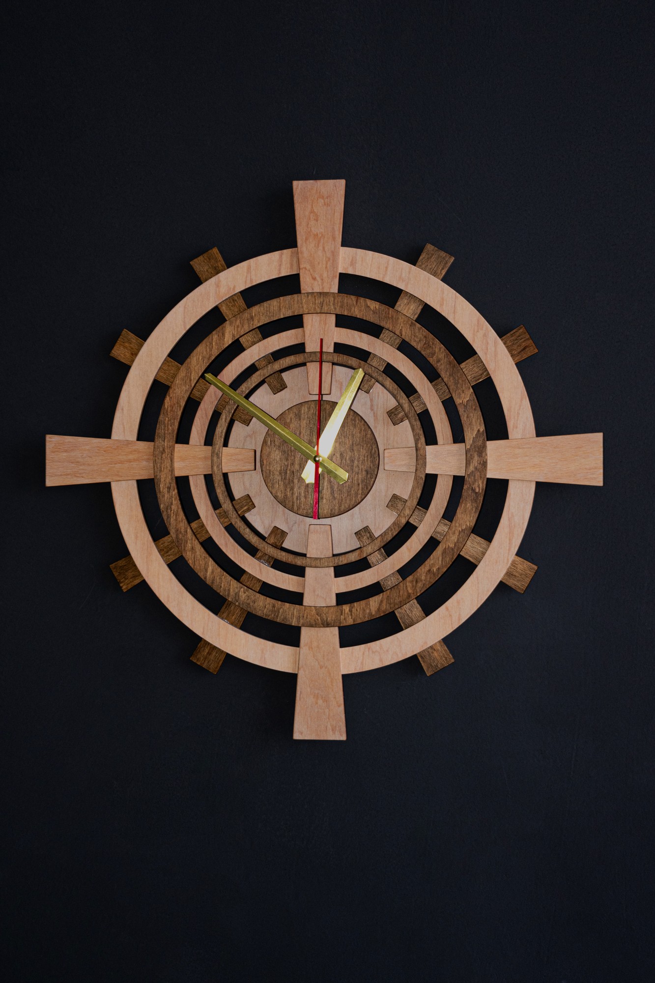 wall clock large round wooden