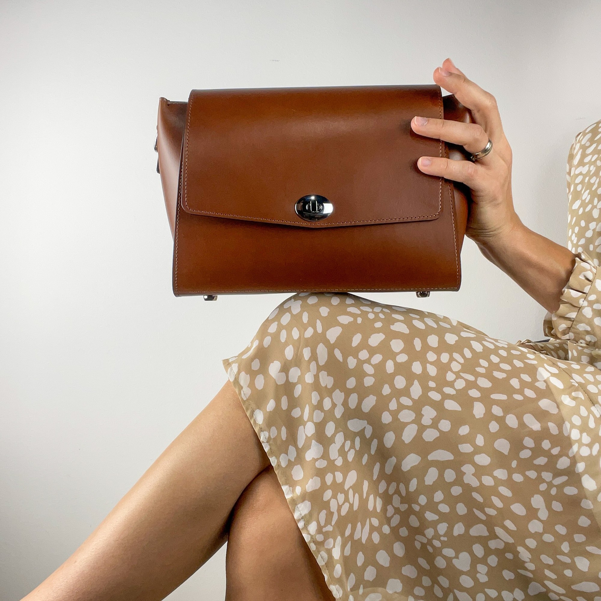 Premium Leather Women’s Bag, Exclusive crossbody, Limited edition handbag, Luxury brown purse, Lamponi Tilde